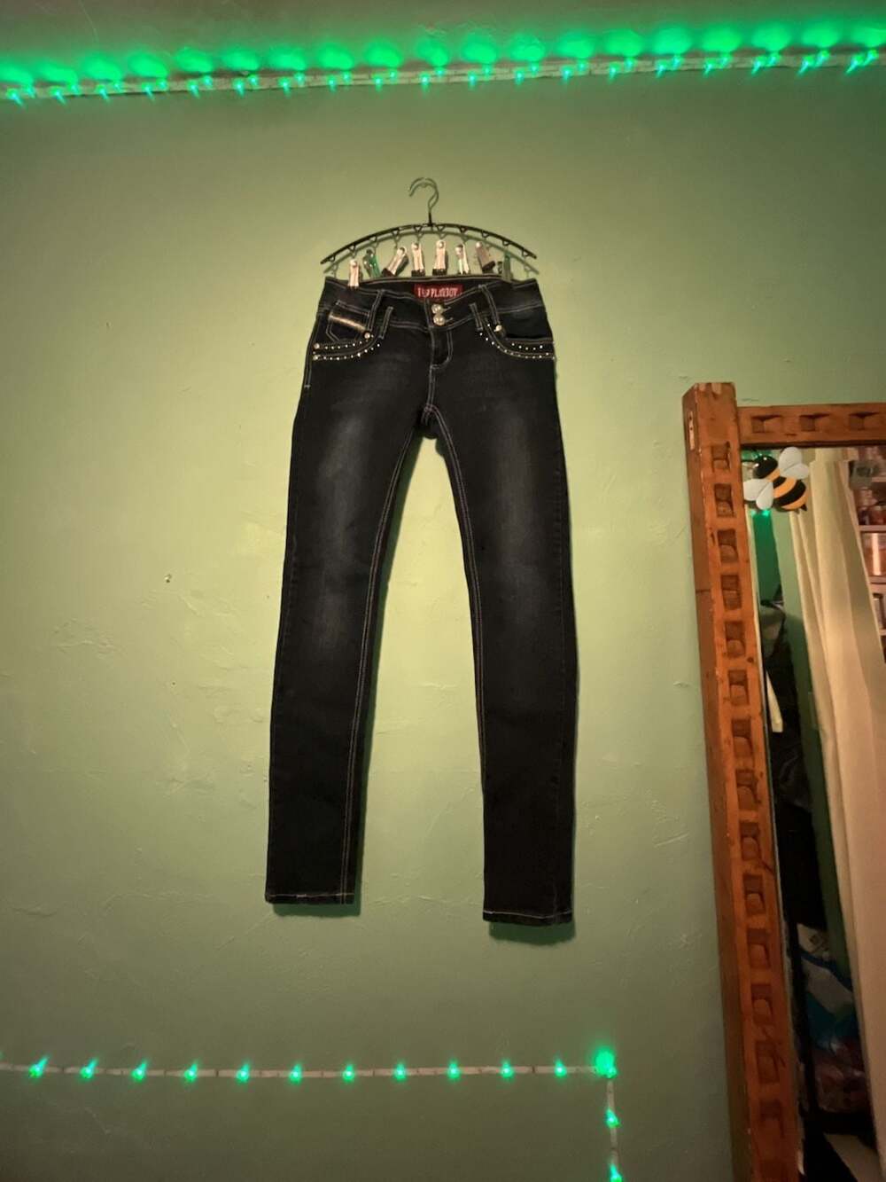 I Heart Playboy Dark Wash Rhinestone Embellished Skinny Jeans